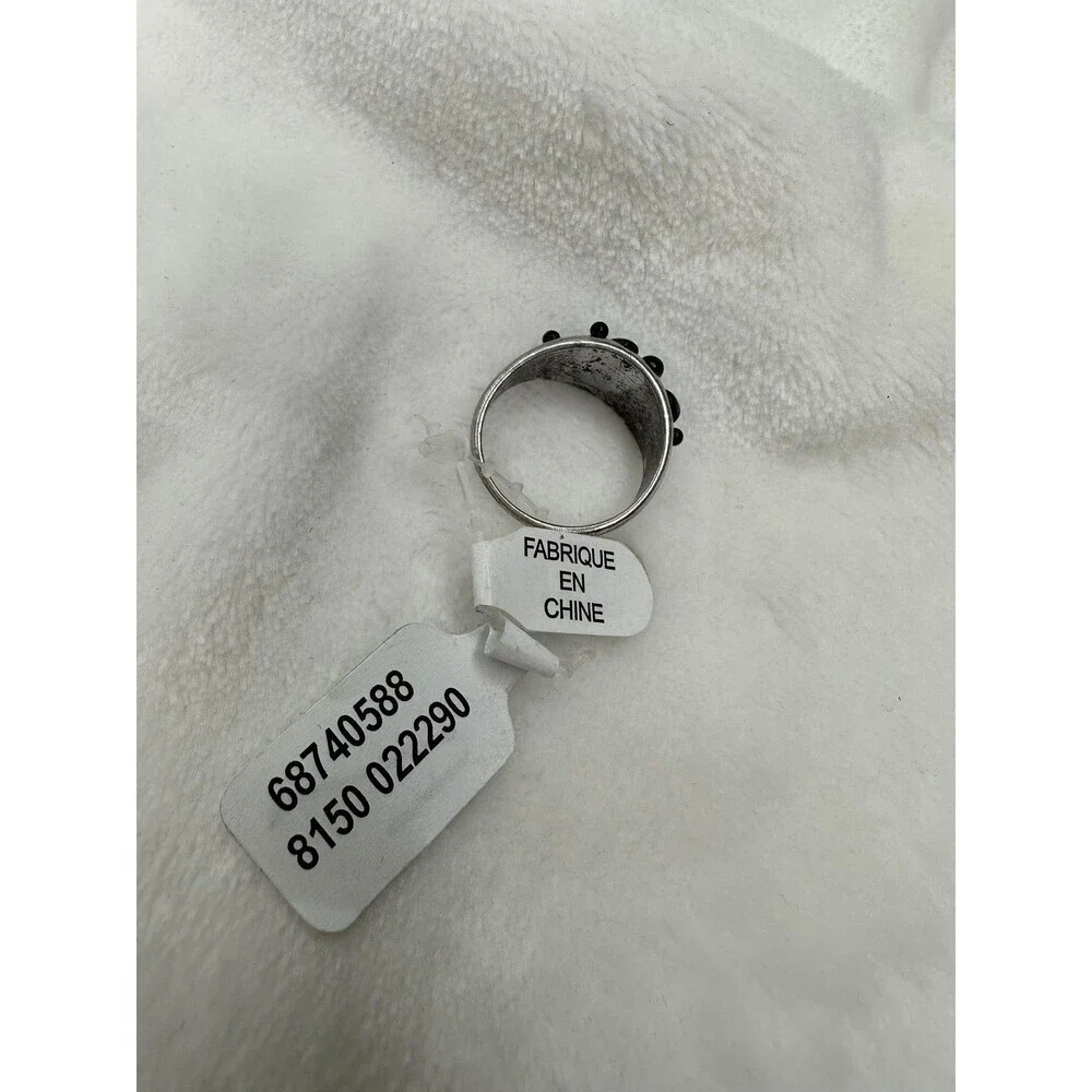NEW Free People Pixie Promo Ring Chunky Statement Ring Black Stone Modern Size 8